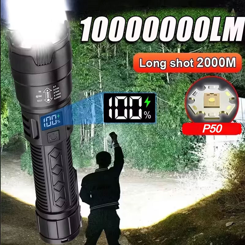 Outdoor Adventure Camp - Senter LED Daya Tinggi 2000LM, Senter