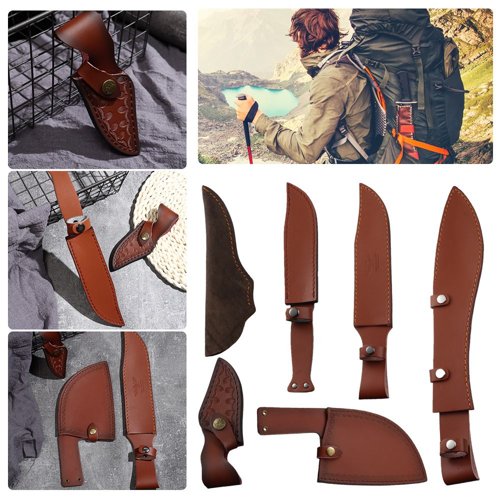 Camp Knife Multi - Sarung Kulit Coklat untuk Senter, Pisau