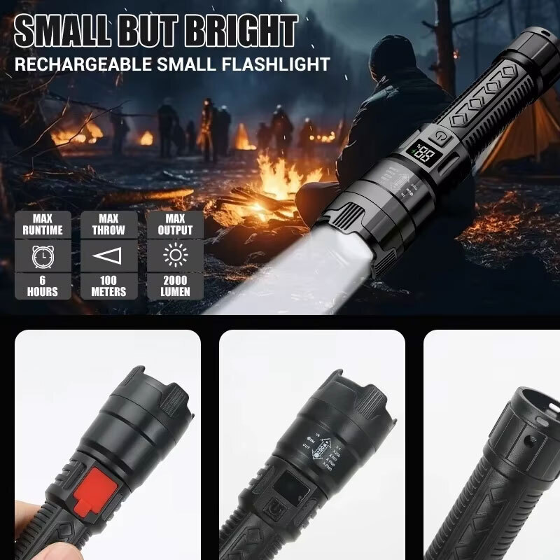 Senter LED Daya Tinggi 2000LM, - Outdoor Adventure Camp ulasan dan harga